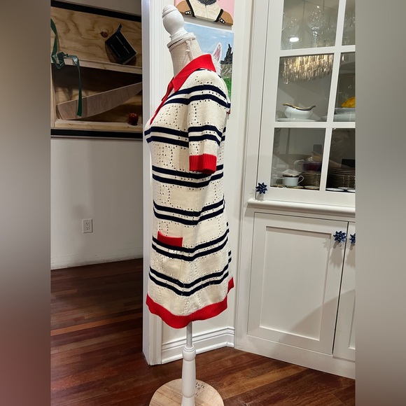 Gucci Knit White and Navy Striped Polo Dress - Picture 8 of 16